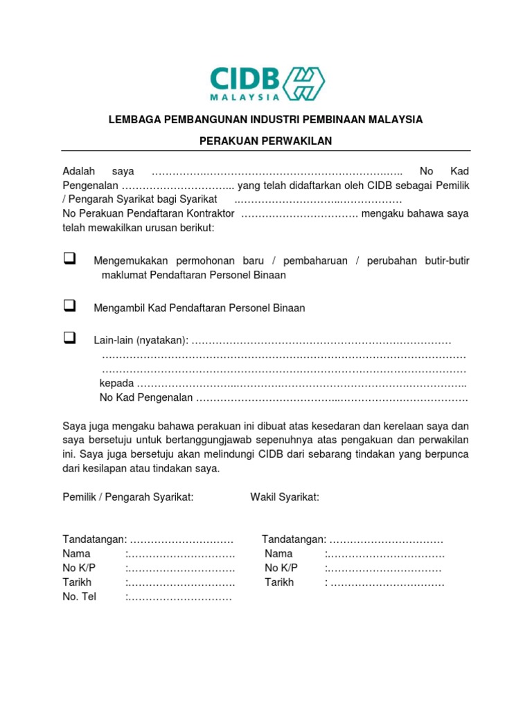Perakuan Perwakilan Pdf