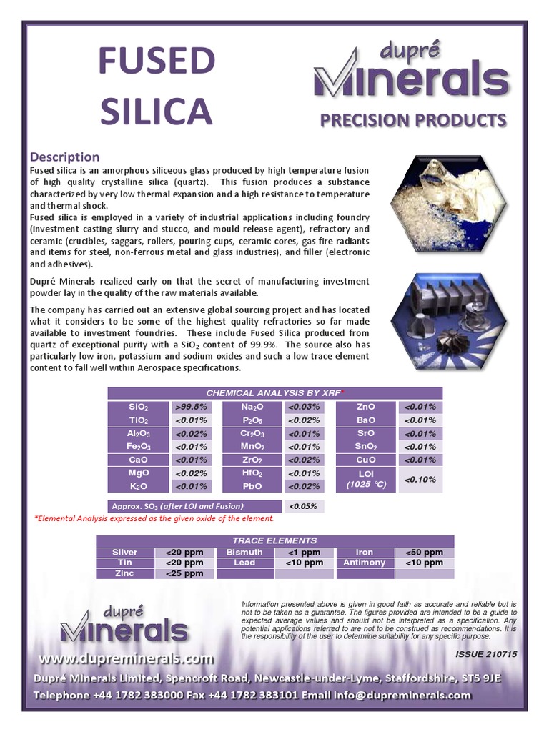 fusedsilicadatasheet.pdf Silicon Dioxide Refractory