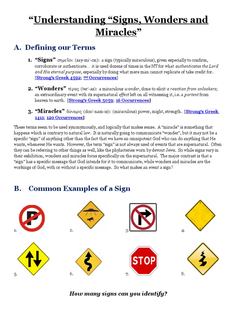 signs wonders and miracles handout Miracle Spiritual Gift