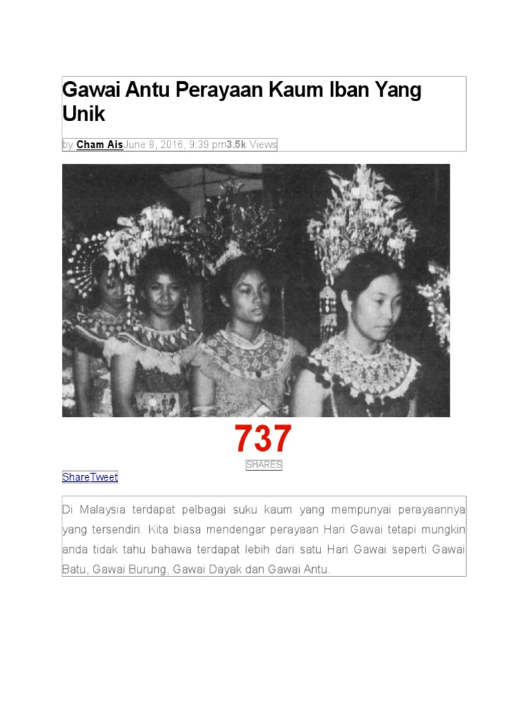 Gawai Antu Perayaan Kaum Iban Yang Unik Pdf