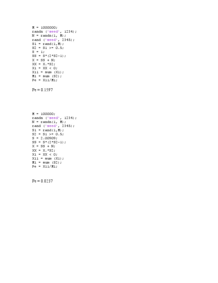 Probability Calculation in MATLAB Simulation | PDF