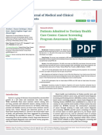 Patients Admitted To Tertiary Health Care Center: Cancer Screening Program Awareness Study