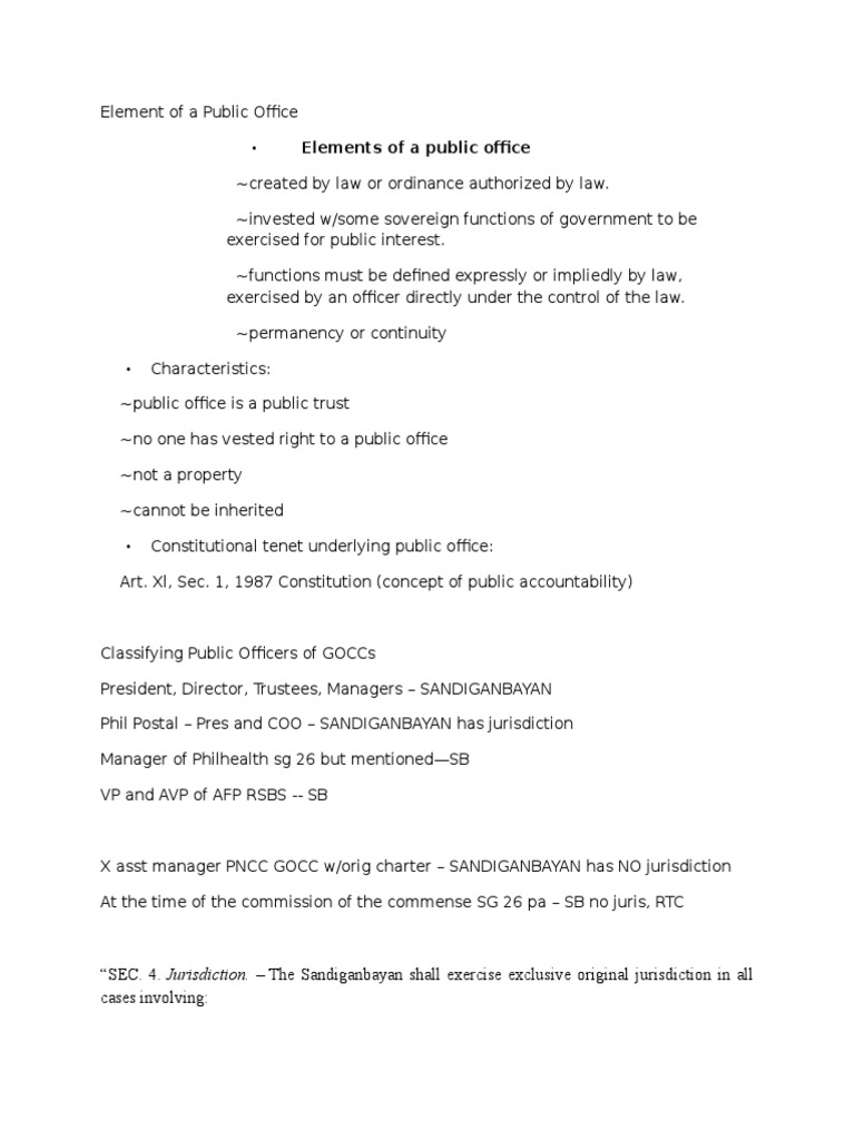 Elements of Public Office Explained | PDF | Government Institutions ...