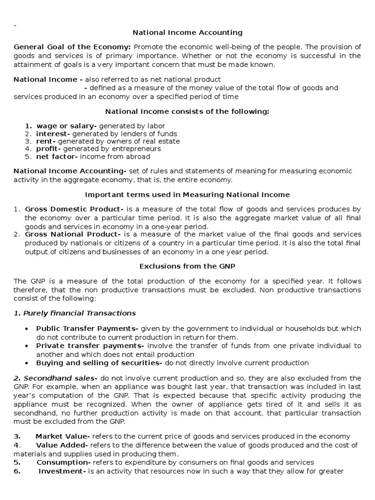 National Income Accounting Overview | PDF | Measures Of National Income ...