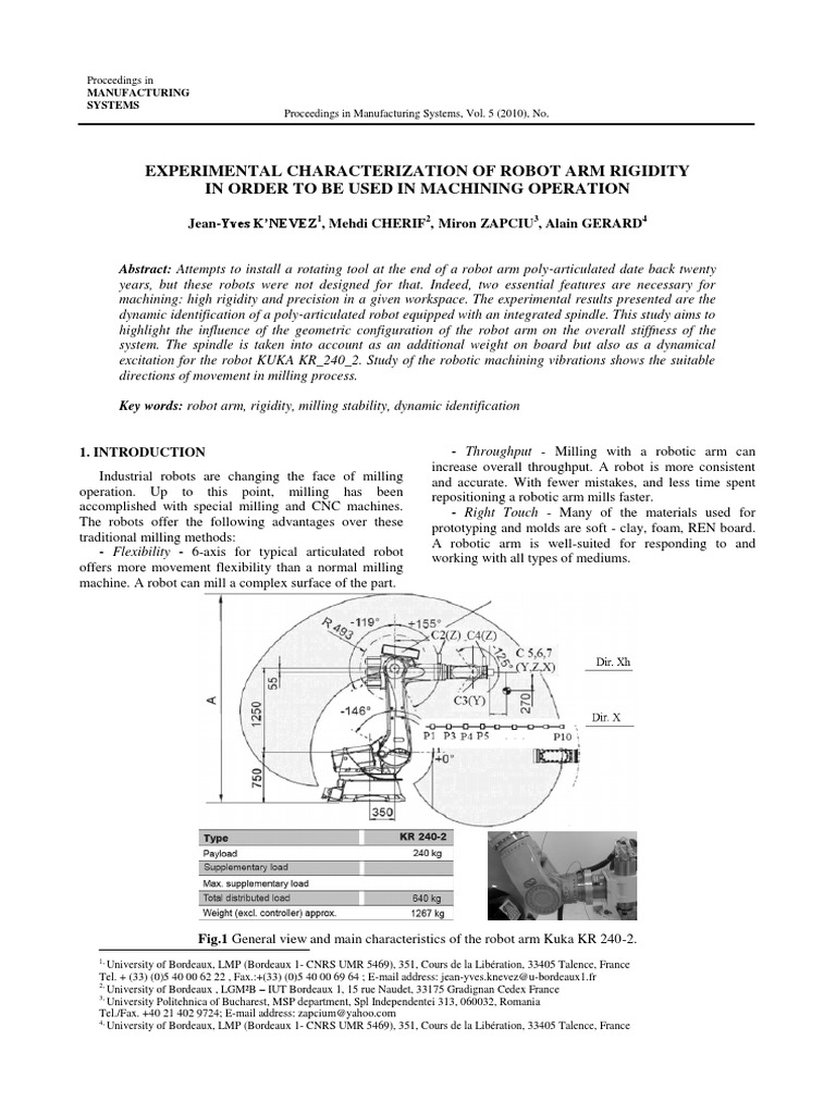 Robot Arm Rigidity in Milling Operations | PDF | Robot | Robotics