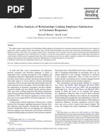 A Meta-Analysis of Relationships Linking Employee Satisfaction To Customer Responses