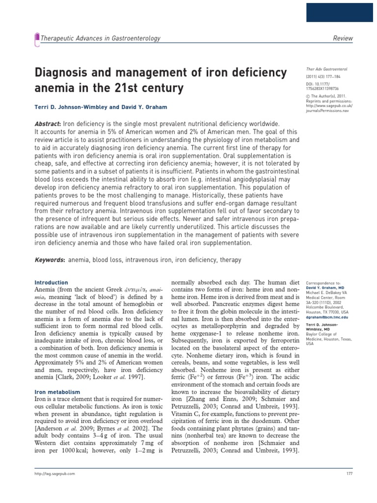 Iron Deficiency Anemia: Diagnosis & Treatment | PDF | Anemia | Iron