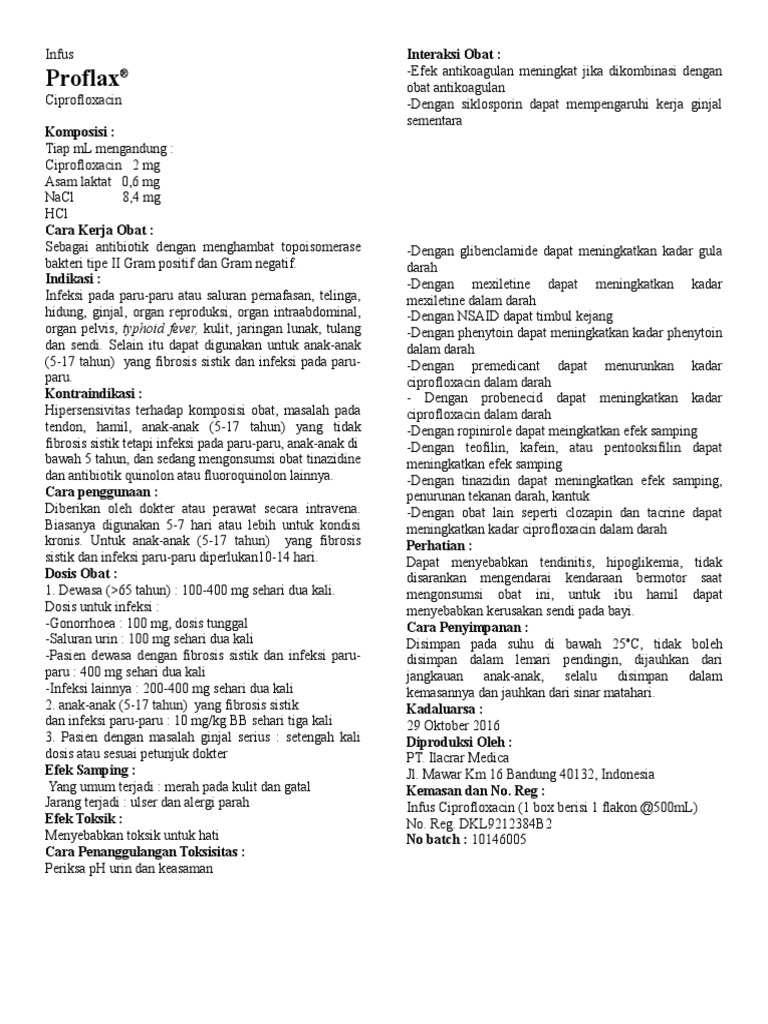Dosis dan Kontraindikasi Ciprofloxacin | PDF
