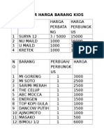 Daftar Harga Barang Kios Mama Dita