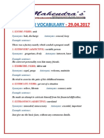 Hindu Vocabulary 29-04-2017