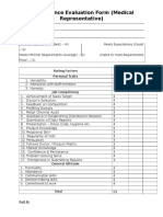 Performance Evaluation Form (Medical Representative) : Part A: Score Table