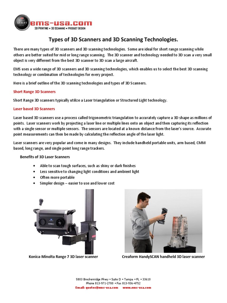 3D Scanning Technologies - An Overview | PDF | Image Scanner | Imaging