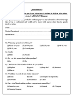 Questionnaire Impact of E-Commerce On Purchase Behavior of Student in Higher Education: A Study of CSJMU Kanpur