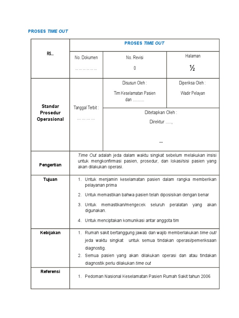 Proses Time Out dalam Operasi | PDF