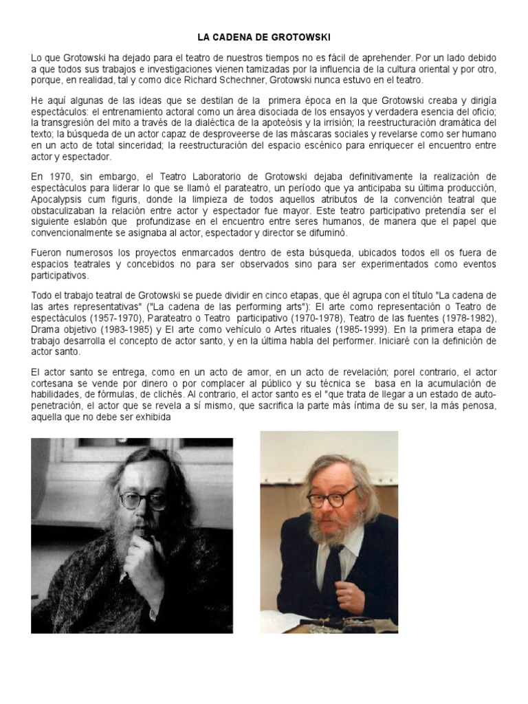 La Cadena de Grotowski en el Teatro | PDF | Teatro | Artes (general)