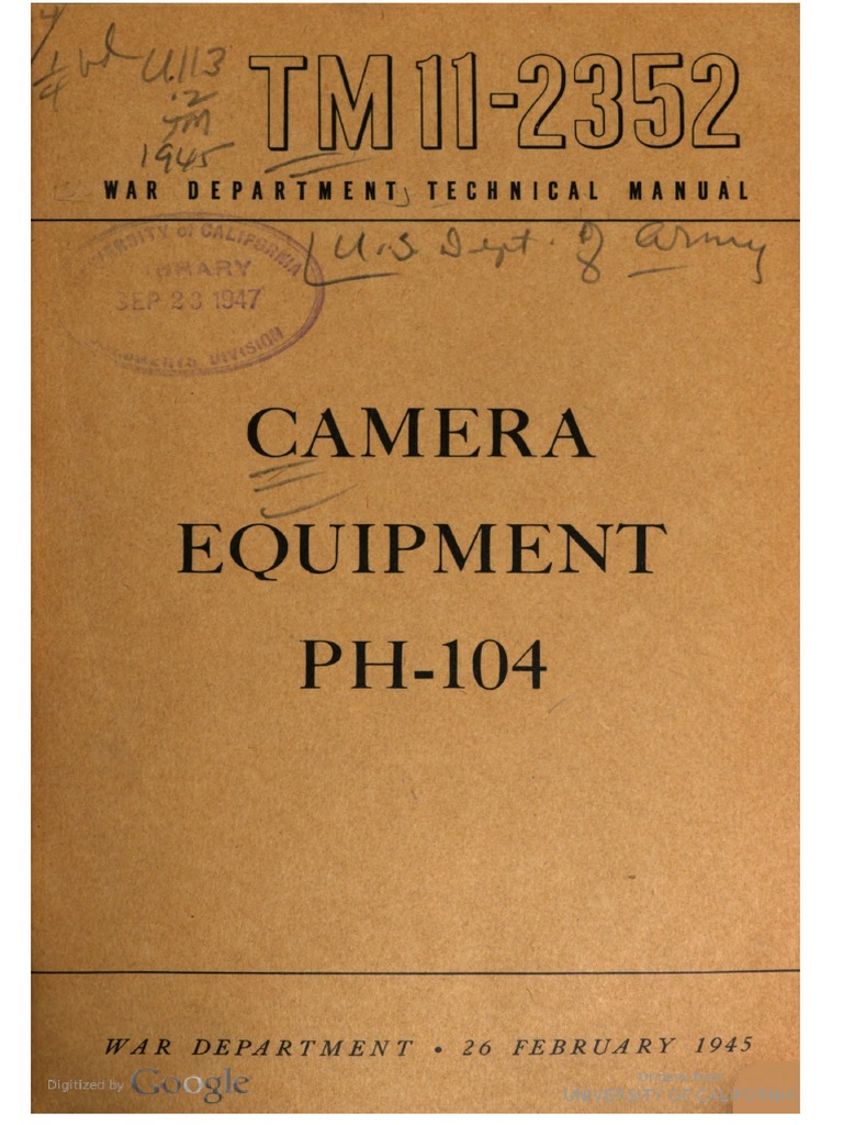 TM11-2352 Camera Equipment PH-104 | PDF | Camera | Shutter (Photography)