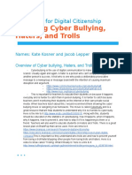Covering Cyber Bullying, Haters, and Trolls: Curriculum For Digital Citizenship