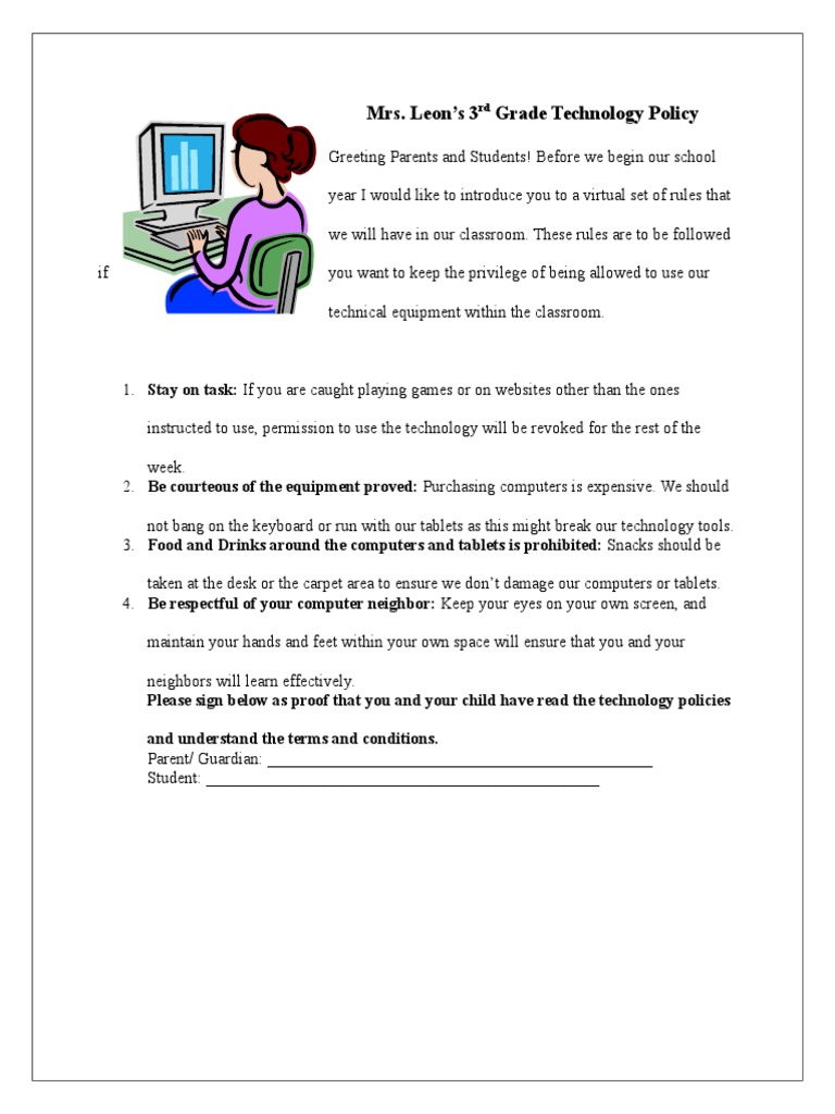 3rd Grade Technology Use Policy | PDF | Career & Growth | Computers