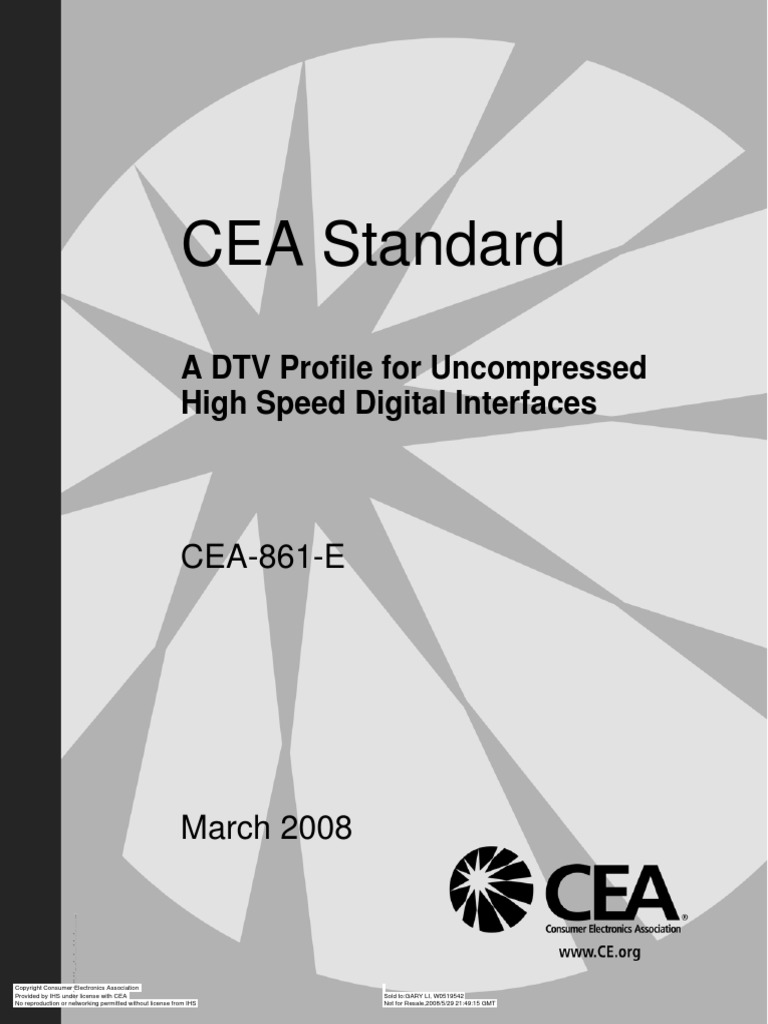 Cea 861 e | PDF | Electronic Engineering | Computer Data