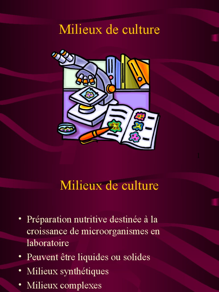Milieux de Culture | PDF | Milieu de culture | Bactérie