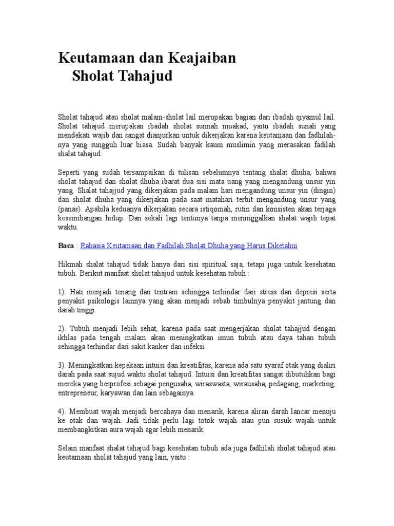 Keutamaan Dan Keajaiban Sholat