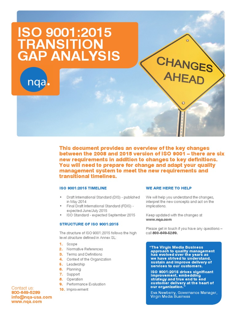 NQA USA ISO 9001 2015 Gap Analysis Document PDF | PDF | Internal Audit ...