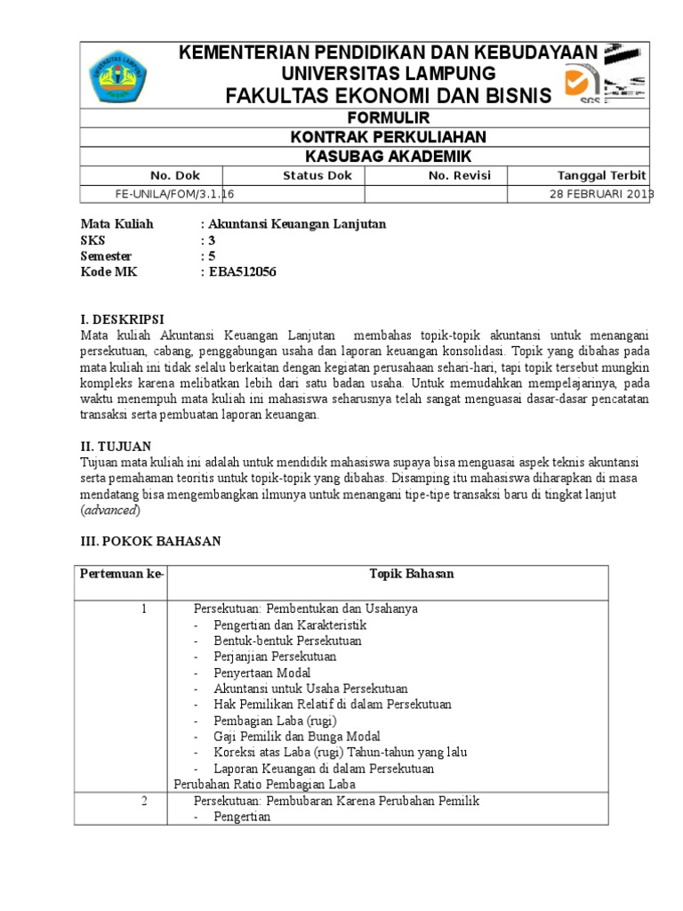 Contoh Soal Persekutuan Akuntansi Keuangan Lanjutan