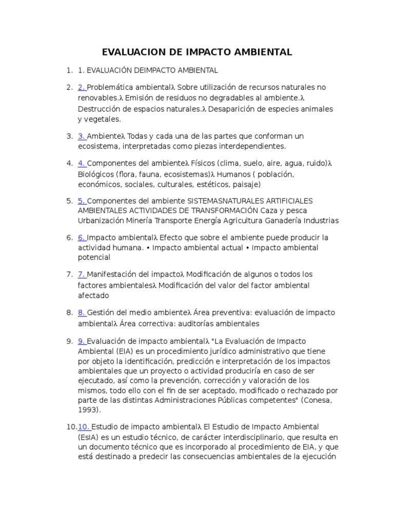 Evaluacion de Impacto Ambiental | PDF | Evaluación de impacto ambiental ...