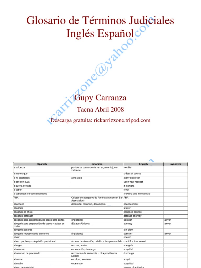 Vocabulario Juridico en Inglés PDF | PDF | Justicia penal | Crimen y