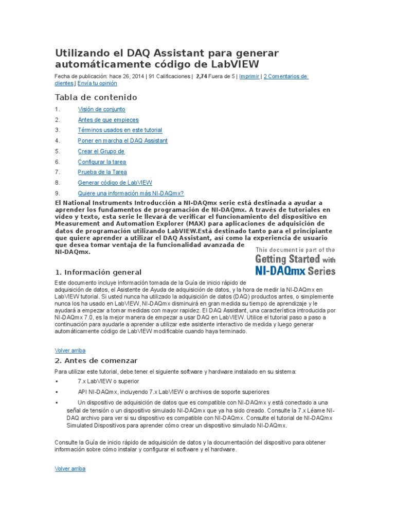 Uso del DAQ Assistant en LabVIEW | PDF | Adquisición de datos | Point ...