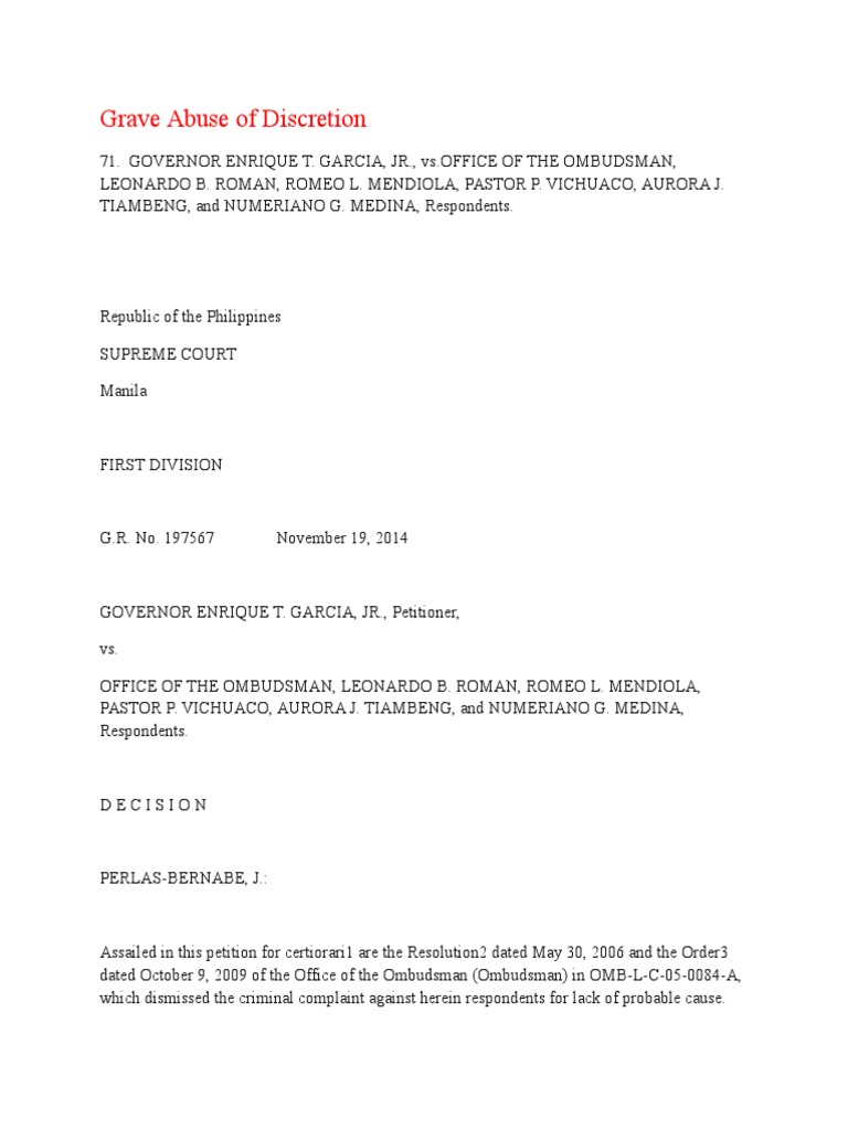 Supreme Court Ruling on Ombudsman Case | PDF | Discretion | Crime ...