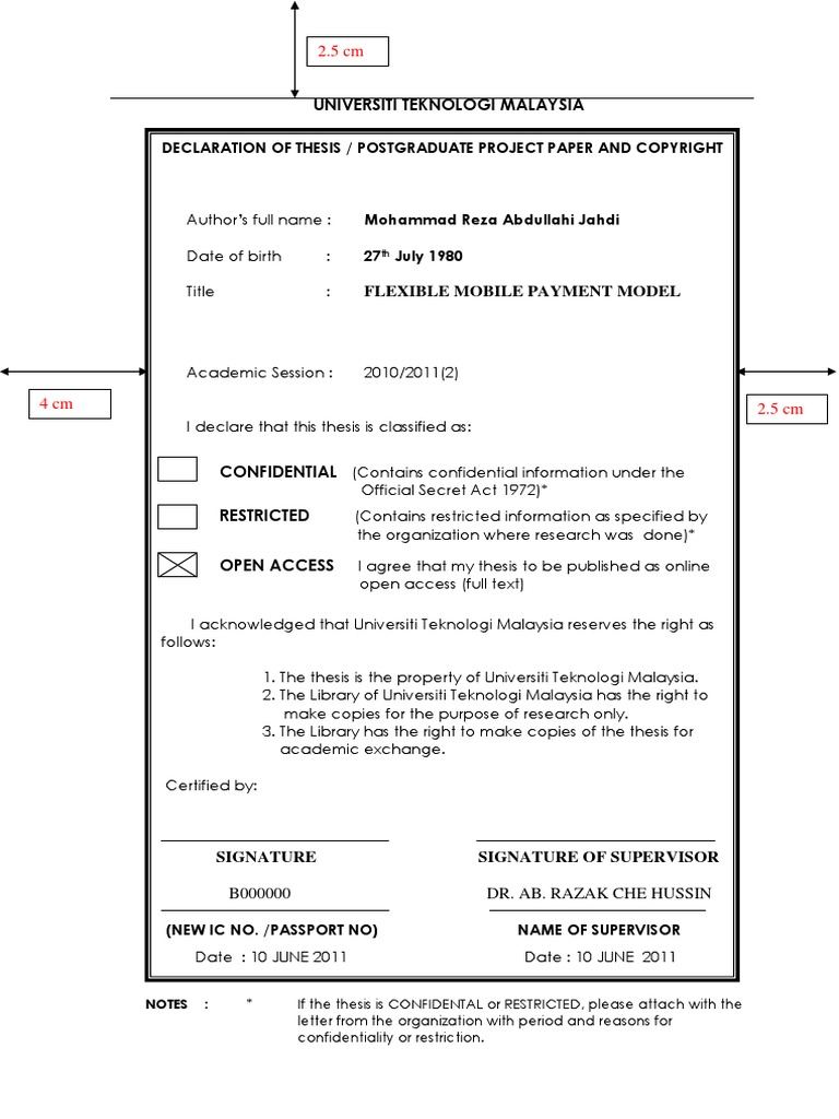 format thesis utm