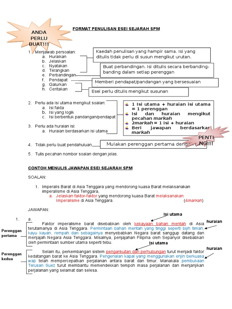 Format Penulisan Esei Sejarah Pdf