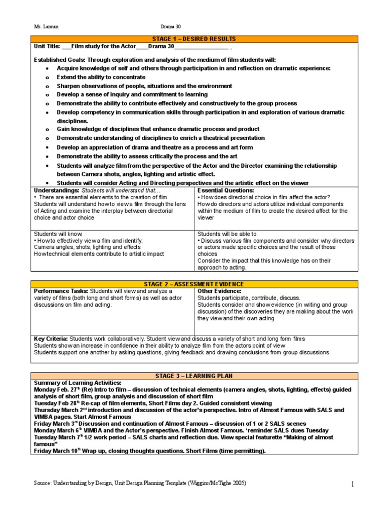 Film Study for Actors in Drama 30 | PDF | Actor | Theatre
