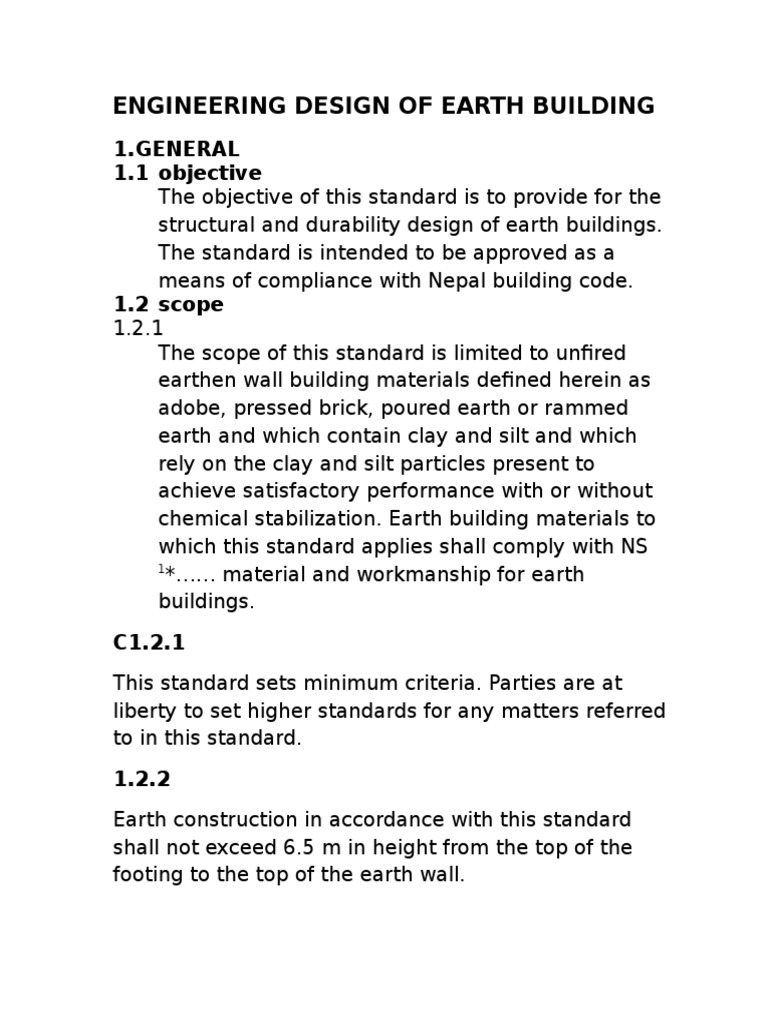Earth Building Design Standards Nepal | PDF | Strength Of Materials ...