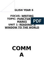 English Year 6 Focus: Writing Topic: Punctuation Marks Unit 1: Reading-A Window To The World