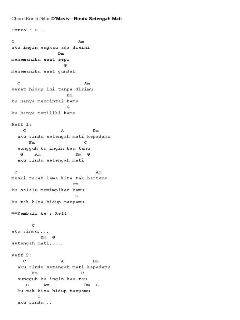 Chord Lagu Aku Ingin Kau Ada Disini Menemaniku