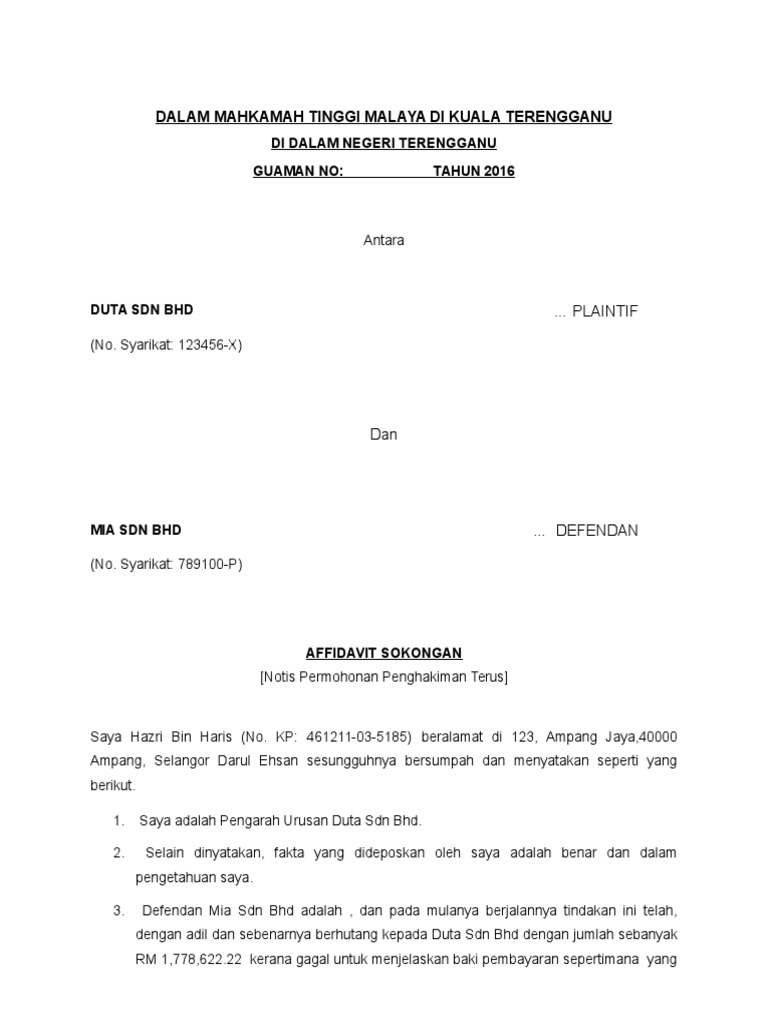 Affidavit Sokongan Pdf