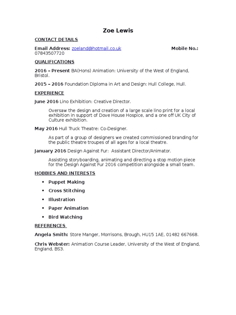 Zoe Lewis CV | PDF | Social Science | Art