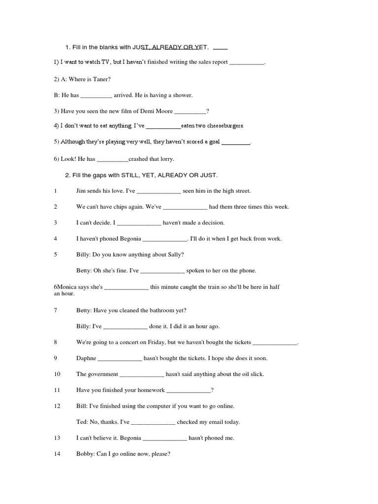 Ejerc. Adv. Present Perfect With Key | PDF | Ellipsis | Perfect (Grammar)
