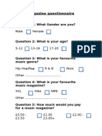 Magazine Questionnaire: Question 1: What Gender Are You?