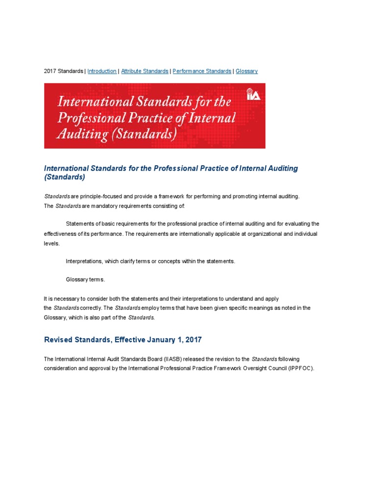 2017 Internal Auditing Standards Overview | PDF