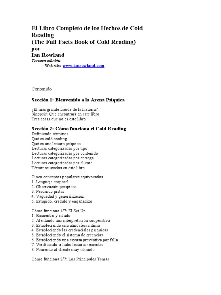 Lectura en Frio PDF Psique (psicología) Lectura (proceso)