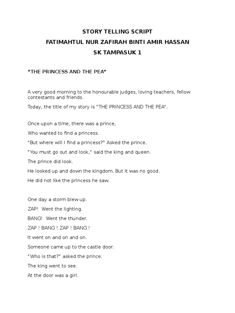 The Princess and the Pea Script | PDF
