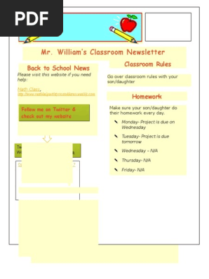 my classroom newsletter