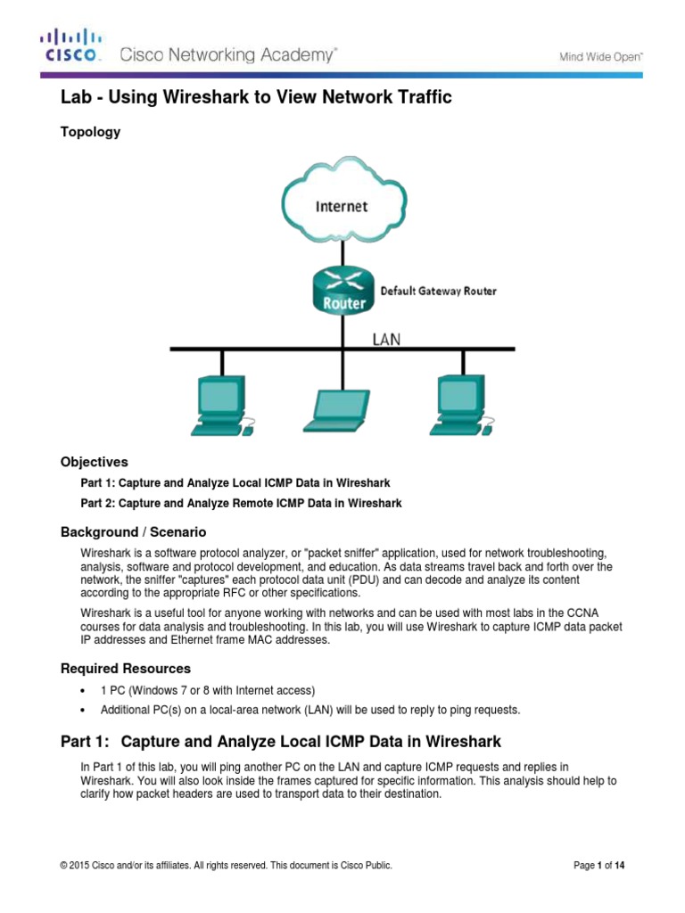 Lab - Using Wireshark To View Network Traffic: Topology | PDF ...