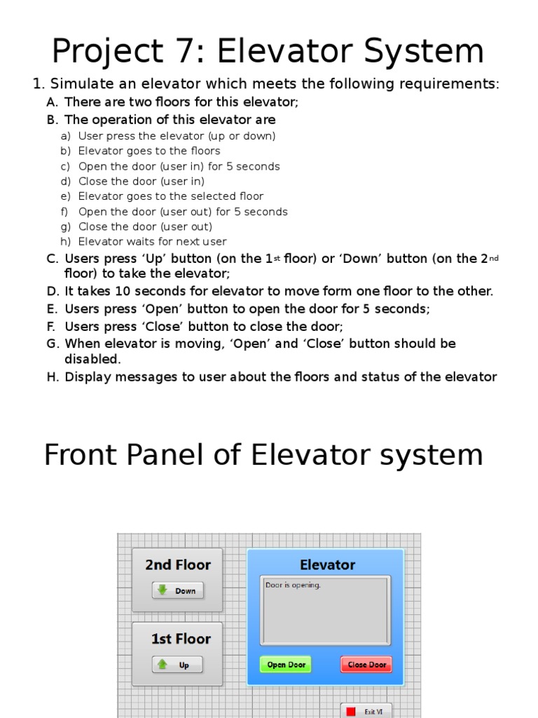 Two-Floor Elevator System Simulation | PDF | Teaching Methods & Materials