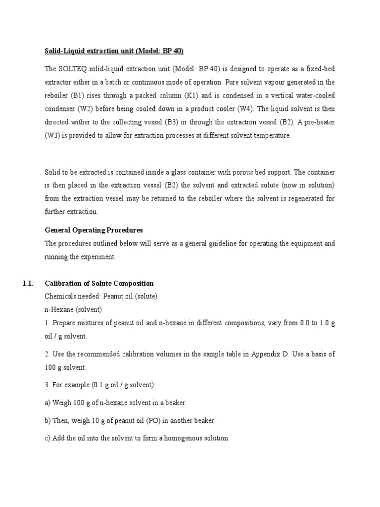 Experiment 1 Solid Liquid Extraction PDF Solution Solvent