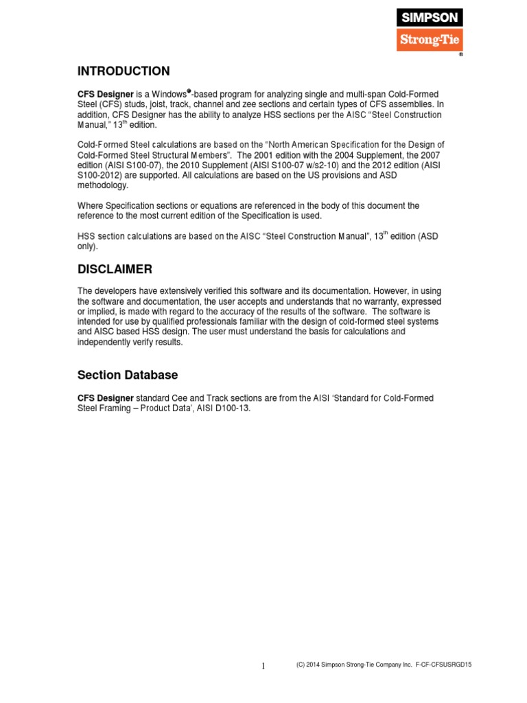 CFS Designer Software Overview | PDF | Buckling | Bending
