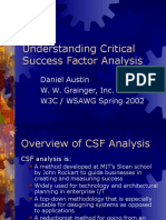 Understanding Critical Success Factor Analysis: Daniel Austin W. W. Grainger, Inc. W3C / WSAWG Spring 2002